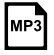 Abstract, black and white piece of paper with turned up corner. “MP3” is written within.